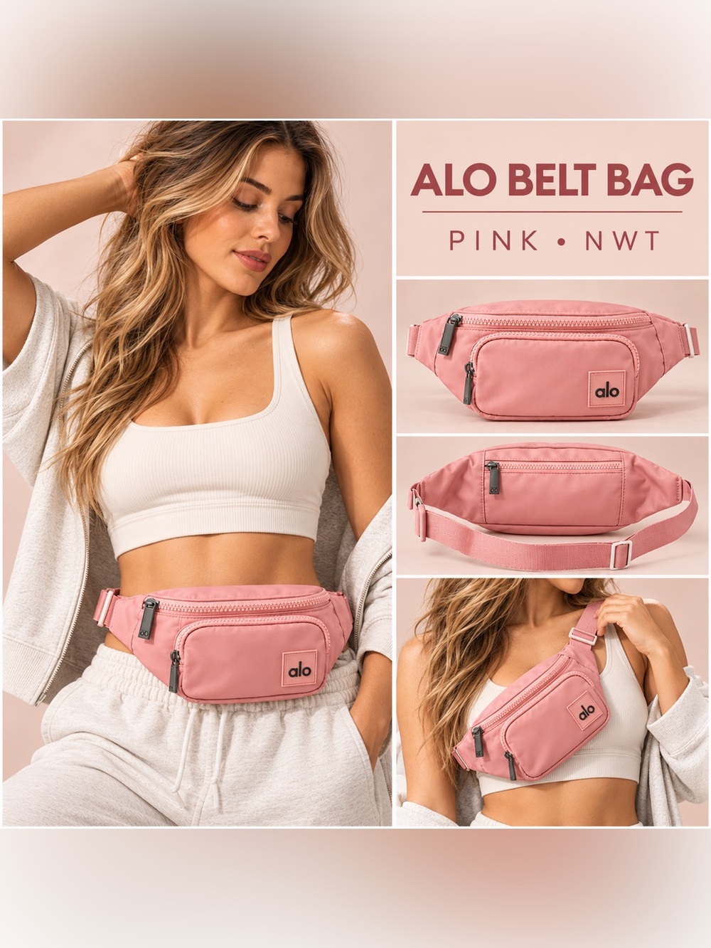 ALO Yoga Pink Belt Bag – Quilted Crossbody & Waist Pack